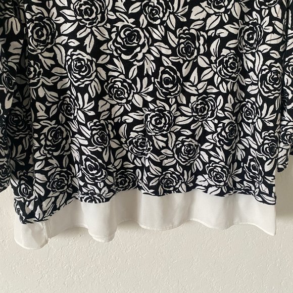 Talbots Womens Blouse Floral Rose Size L Boatneck 3/4 Sleeve Casual Summer Top - Picture 9 of 10